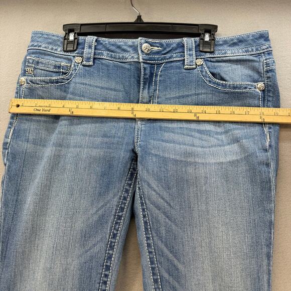 Miss Me Jeans Women's 32x34 (14) Blue Mid Rise Boot Cut Pocket Flaps Western - Picture 10 of 13
